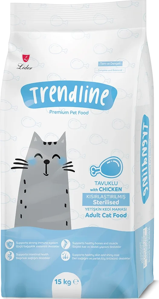 Tavuklu Kısırlaştırılmış Yetişkin Kedi Maması ambalajı, yan